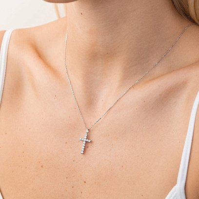 Золотой крестик с бриллиантами пб0090cha №2