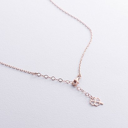 Колье "Клевер" в красном золоте (перламутр) кол02483 №5