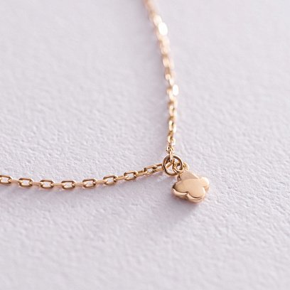 Золотой браслет на ногу "Клевер" б04838 №3