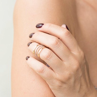 Золота каблучка з фіанітами к05245 №4