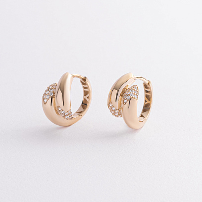 Сережки "Rosemarie" у жовтому золоті (фіаніти) с09403