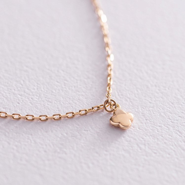 Золотой браслет на ногу "Клевер" б04838 от ювелирного магазина Оникс - 2