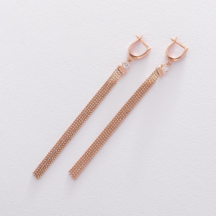 Висячие серьги из красного золота с06319 от ювелирного магазина Оникс - 2