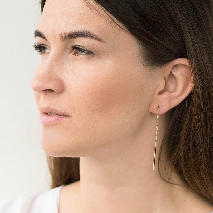 Золоті сережки на ланцюжку с05490 від ювелірного магазину Онікс - 1