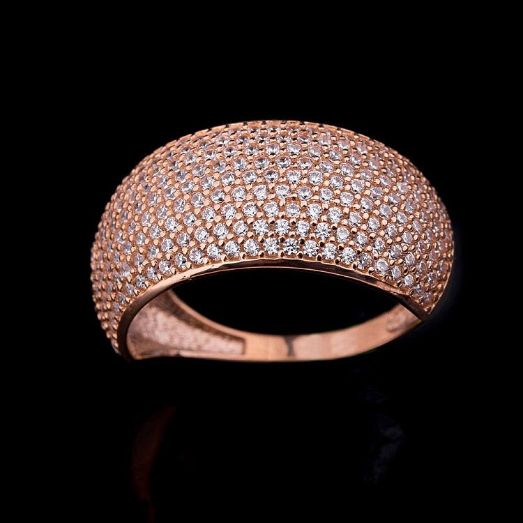 Золота каблучка з фіанітами к03213 від ювелірного магазину Онікс - 2