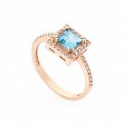 Золотое кольцо (топаз "Лондон голубой", фианиты) к04755 от ювелирного магазина Оникс