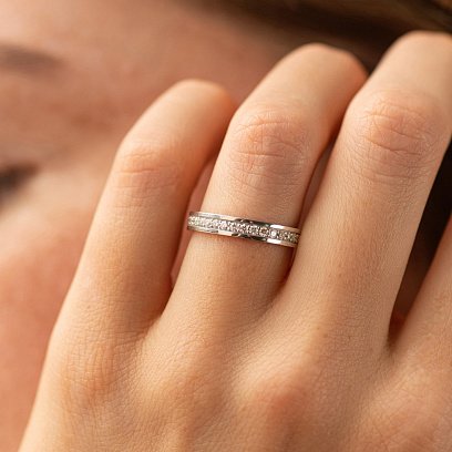 Кольцо с дорожкой бриллиантов (белое золото) 221001121 №4