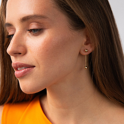 Серьги "Ophelia" с шариками (желтое золото) с09416 №6