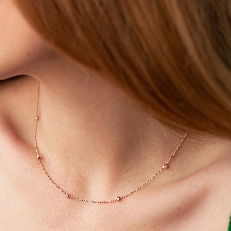 Колье "Шарики" в красном золоте кол02450 от ювелирного магазина Оникс - 1