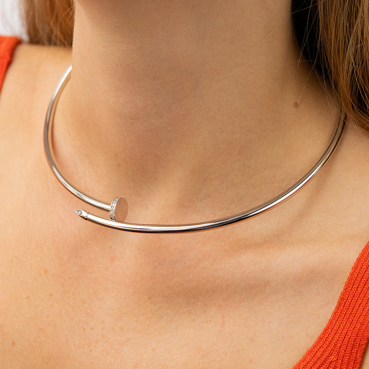 Кольє "Цвях" у білому золоті (фіаніти) кол02531 від ювелірного магазину Онікс - 3