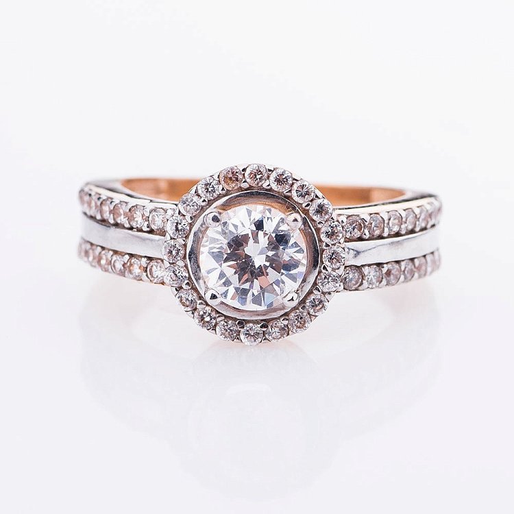 Помолвочное кольцо с фианитами к01697 от ювелирного магазина Оникс - 2