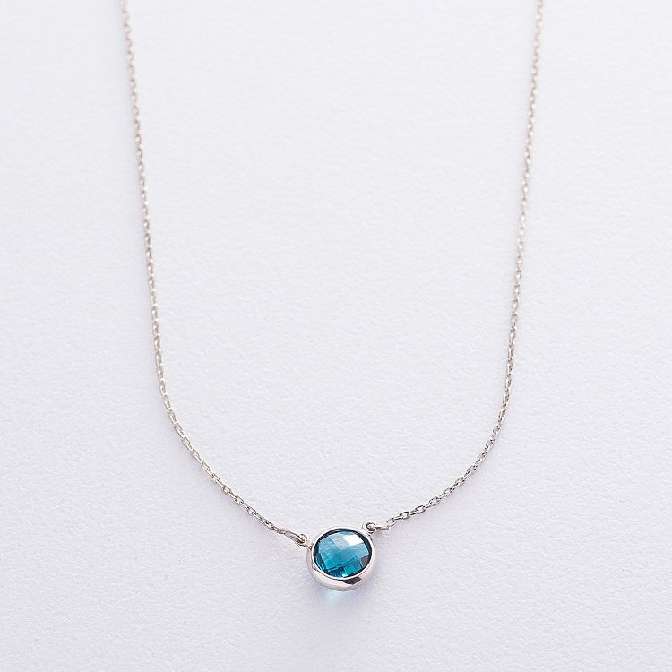 Срібне кольє з синт. топазом Лондон 18911 від ювелірного магазину Онікс