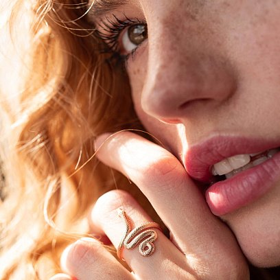 Каблучка "Змія" у червоному золоті к07103 №4