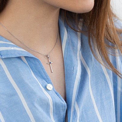 Золотий хрестик з сапфіром пб0250 №2