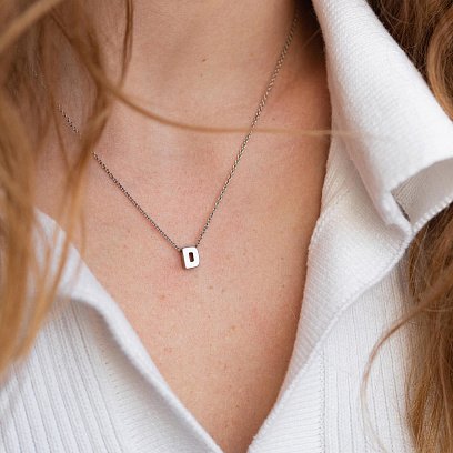 Серебряное колье с буквой "D" 1105 D №4