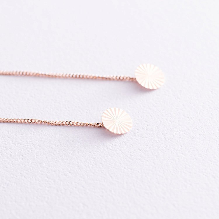 Золоті сережки-протяжки "Парасольки" с06269 від ювелірного магазину Онікс - 2