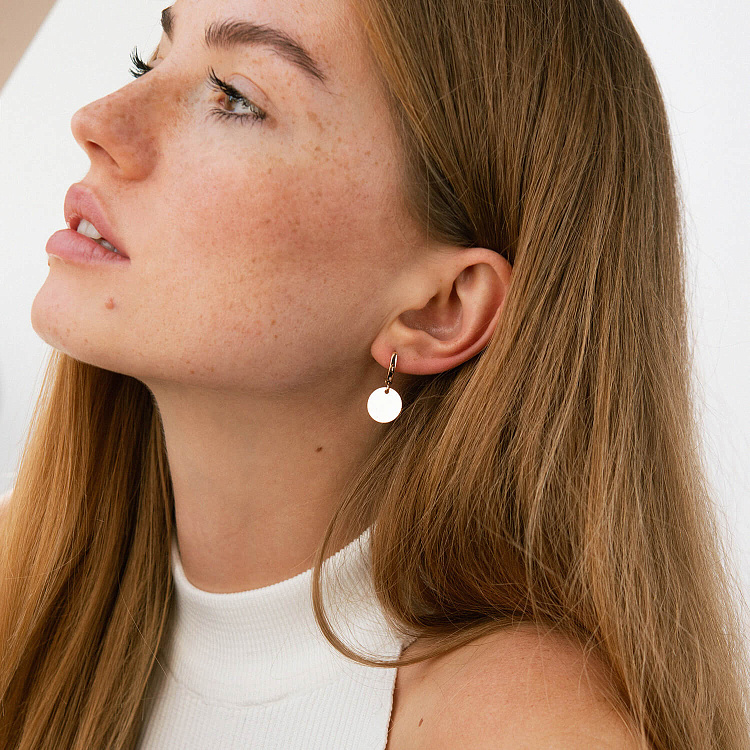 Серьги "Монетки" в красном золоте с06750 от ювелирного магазина Оникс - 2