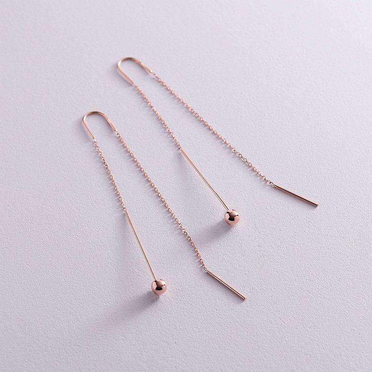 Золоты серьги "Шарики" на цепочке с07601 от ювелирного магазина Оникс - 2