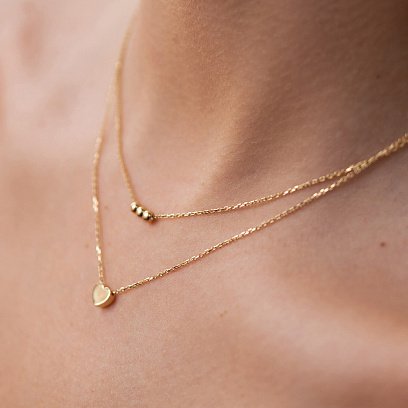 Двойное золотое колье "Шарики и сердечко" кол02301 №7