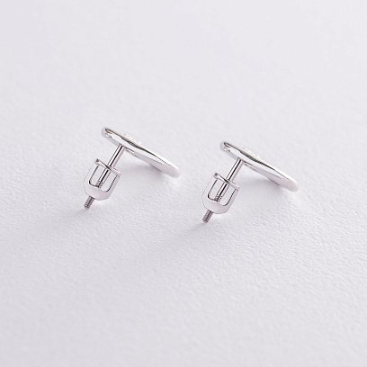 Серьги - пусеты "Удача" в белом золоте (фианиты) с06915 №3