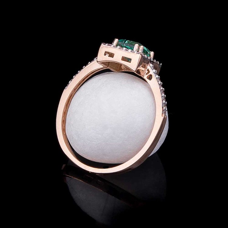 Золотое кольцо с празиолитом и фианитами к04632 от ювелирного магазина Оникс - 4