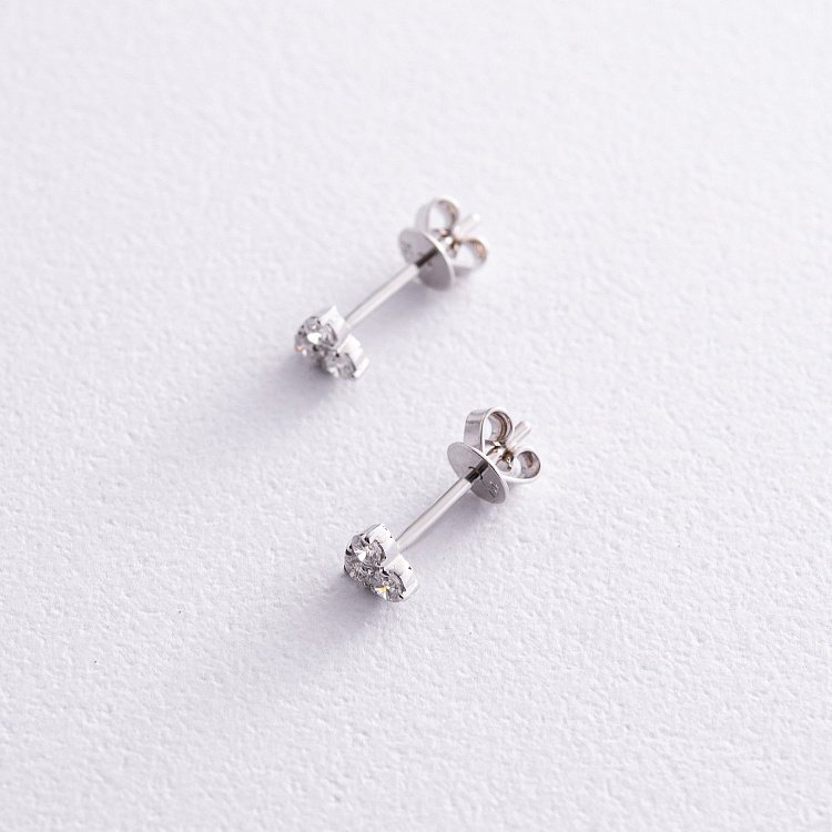 Золотые серьги - пусеты "Сердечки" с бриллиантами сб0463ca от ювелирного магазина Оникс - 4