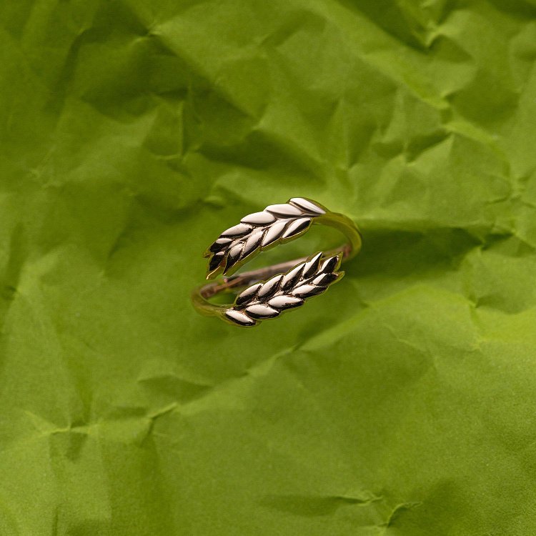 Кольцо "Колоски пшеницы" в красном золоте к08047 от ювелирного магазина Оникс - 7