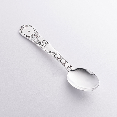 Серебряная чайная ложка "Аист с малышом" (метрика рождения) 6343-C