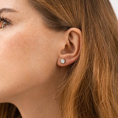 Золотые серьги - пусеты 2 в 1 с фианитами с09067 №4