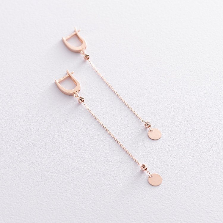 Золотые серьги Монетки на цепочке с07209 от ювелирного магазина Оникс