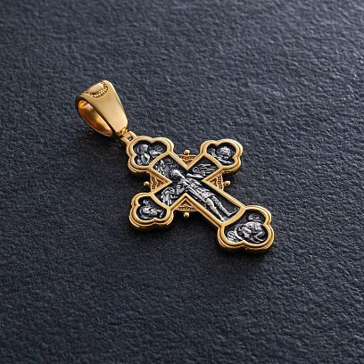 Серебряный крест "Распятие Христово с предстоящими. Архангел Михаил" 132227 №3