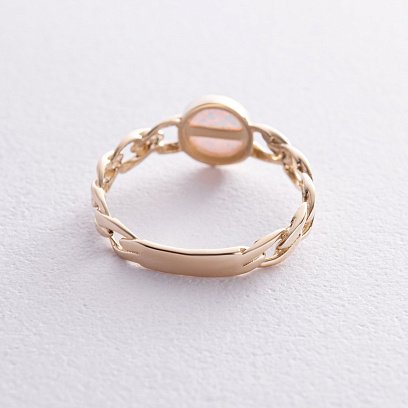 Каблучка "Ланцюжок" з синт. опалом (жовте золото) к07464 №7