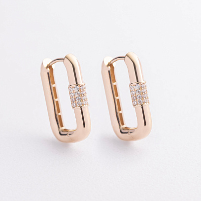 Серьги "Isabel" с фианитами (желтое золото) с09581