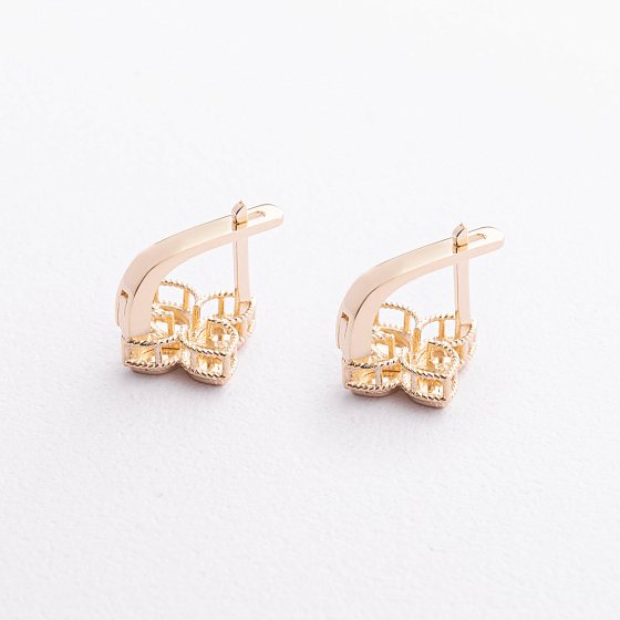 Сережки "Конюшина" в жовтому золоті с09650 №3