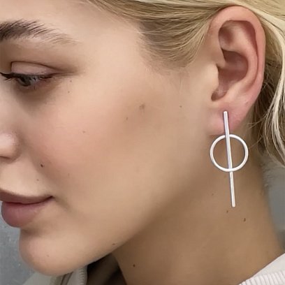 Срібні сережки - пусети "Баланс" 123038 №7