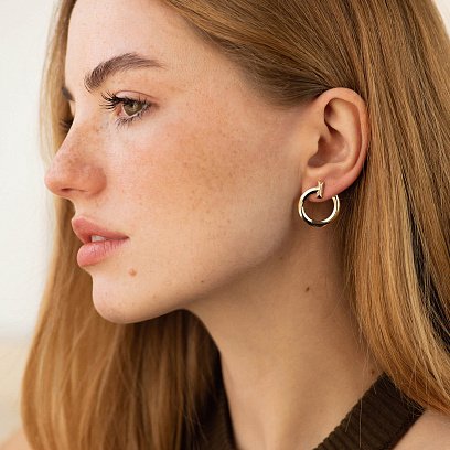 Сережки - пусети "Evelyn" у жовтому золоті с08657 №4