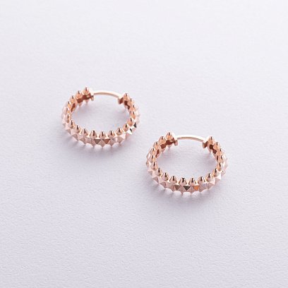 Сережки - кільця в червоному золоті с08551 №4 Oniks Сережки - кільця в червоному золоті с08551 №4