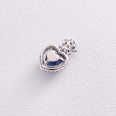 Золотая подвеска "Сердечко" с бриллиантами и сапфирами пб0269nl №3