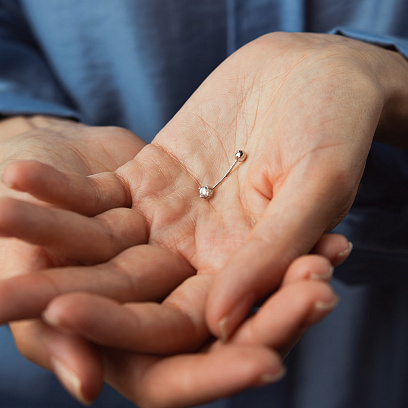 Золотий пірсинг в пупок з фіанітом пир00238 №2