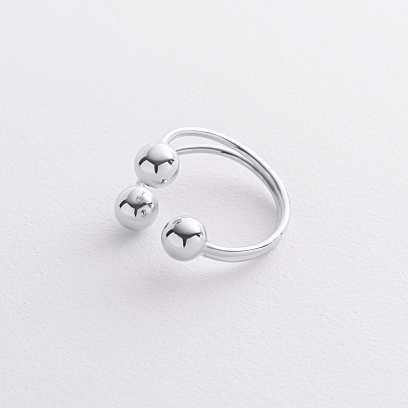 Кольцо "Шарики" в белом золоте к08283 №3