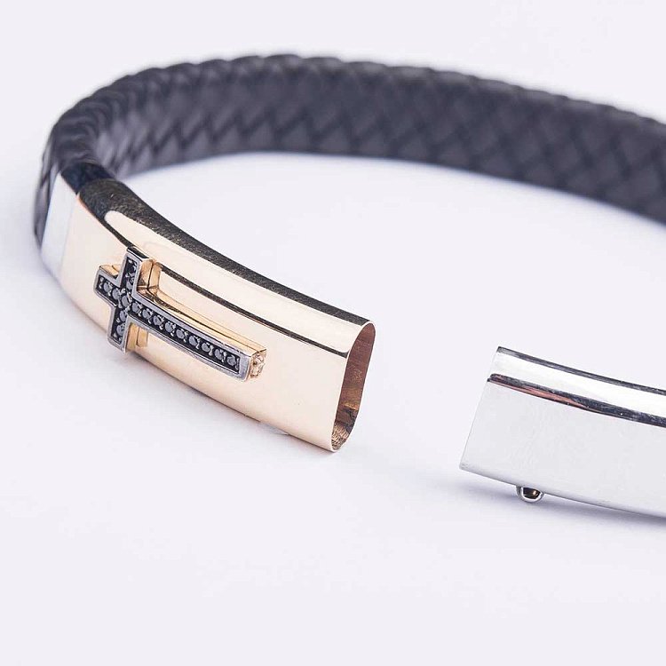 Золотий браслет з каучуком б02307 від ювелірного магазину Онікс - 3