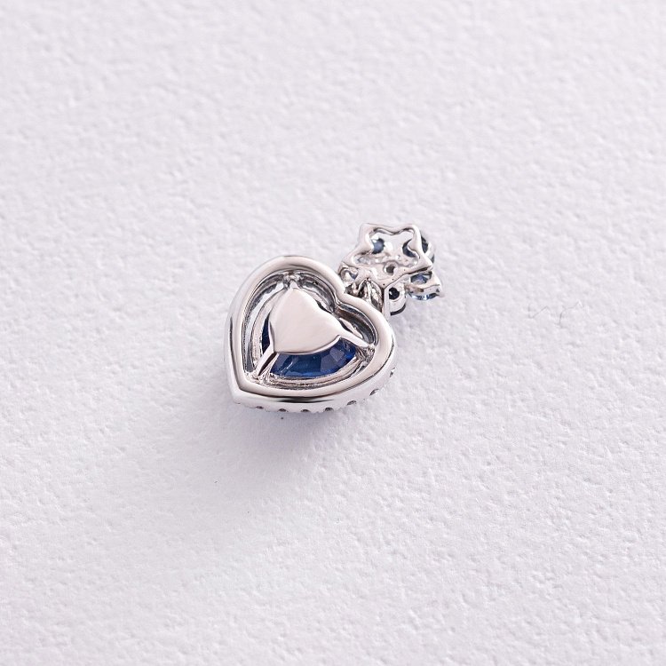 Золотая подвеска "Сердечко" с бриллиантами и сапфирами пб0269nl от ювелирного магазина Оникс - 2