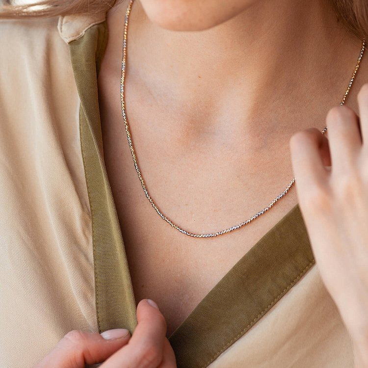 Ланцюжок "Кульки" у трьох кольорах золота ц00442 від ювелірного магазину Онікс - 1