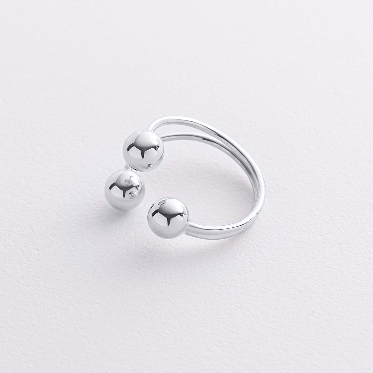 Кольцо "Шарики" в белом золоте к08283 от ювелирного магазина Оникс - 2