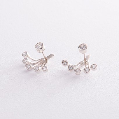 Срібні сережки-пусети з фіанітами 121652 №4