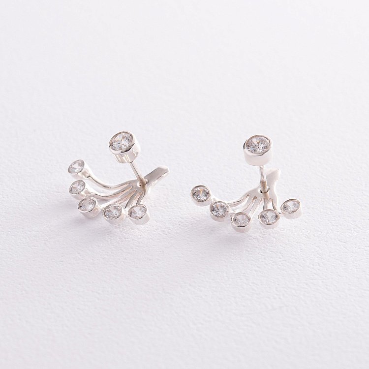 Срібні сережки-пусети з фіанітами 121652 від ювелірного магазину Онікс - 3