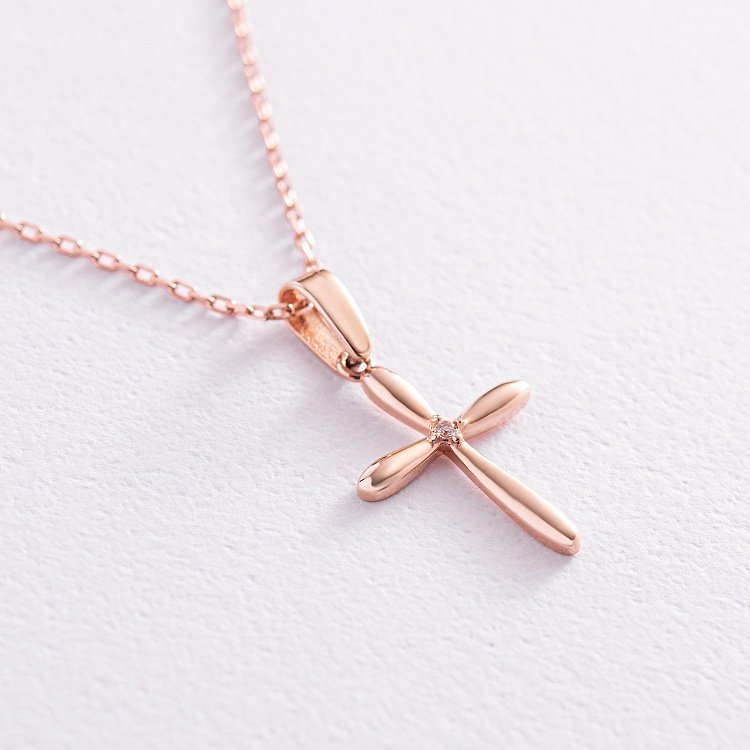 Золотое колье "Крестик" с фианитом кол02187 от ювелирного магазина Оникс - 2