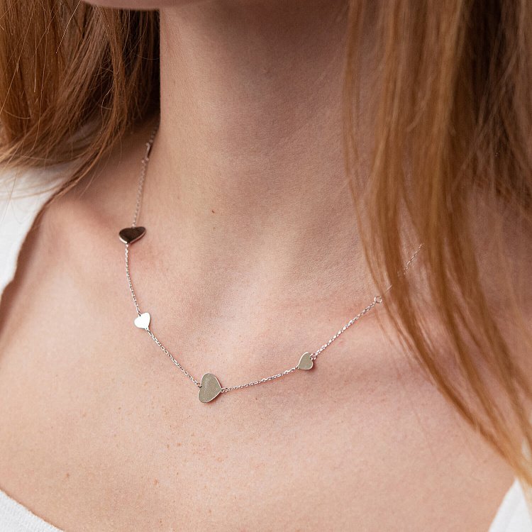 Кольє "Сердечки" у білому золоті кол02137 від ювелірного магазину Онікс - 5