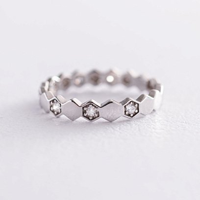 Серебряное кольцо "Грани" с фианитами 112581 №4