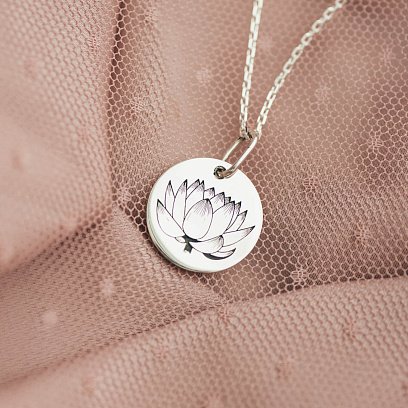 Срібний кулон "Лотос. You are the reason for everything" 132724лот №3